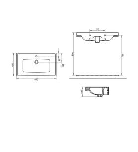 SAFİR ETEJERLİ LAVABO 80cm TURAVİT