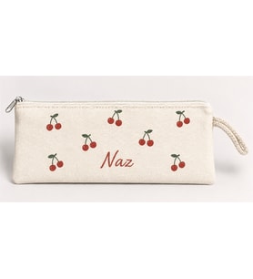 Kişiye Özel Kiraz Deseni Baskılı Fermuarlı Clutch El Çantası Makyaj Çantası