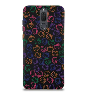 Huawei Mate 10 Lite Uyumlu Lansman Kılıf Hello Kitty Tasarımlı İçi Kadife Siyah Kapak (Şeffaf)