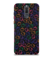 Huawei Mate 10 Lite Uyumlu Lansman Kılıf Hello Kitty Tasarımlı İçi Kadife Siyah Kapak (Şeffaf)