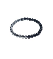 JTSS26BLK1684 ONYX ve TERAHERTZ DOĞALTAŞ 6 MM ESNEK ve HAKİKİ DERİ MIKNATISLI KİLİT GARANTİLİ KUTULU JANTİ KOMBİN BİLEKLİK KUTULU