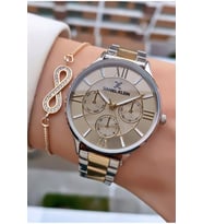 Daniel Klein MRD11607 Sarı Gümüş Renk Kadın Kol Saati Bileklik Hediyeli