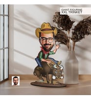 BK Gift Kişiye Özel Rodeocu Karikatürlü Büyük Boy Ahşap Biblo-1 Arkadaşa Hediye , Sevgiliye Hediye, Kişiye Özel Biblolar
