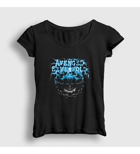 Presmono Kadın Siyah Bolt Avenged Sevenfold T-Shirt 15467tt
