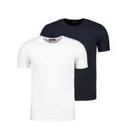 İKİLİ SET T8569 DEWBERRY BİSİKLET YAKA ERKEK T-SHIRT-LACİVERT - BEYAZ (Lacivert-Beyaz)