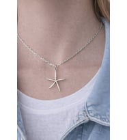 Deniz Yıldızı Figürlü Gümüş Renk Metal Tasarım Unisex Günlük Kolye