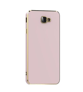 Galaxy J7 Prime Kılıf Kamera Korumalı Altın Kenar Tasarım Silikon (Beyaz)