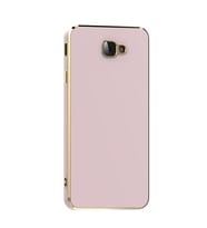 Galaxy J7 Prime Kılıf Kamera Korumalı Altın Kenar Tasarım Silikon (Beyaz)