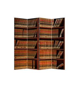 Bookshel Library 4 Kanatlı Oda Bölücü Çift Taraflı Kanvas Paravan