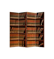 Bookshel Library 4 Kanatlı Oda Bölücü Çift Taraflı Kanvas Paravan