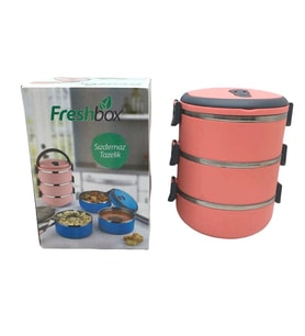 KOYU PEMBE 3LÜ SEFER TASI SAKLAMA KABI 1.8LT (5343)
