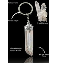 Sertifikalı Ham işlenmemiş Kristal Kuvars Doğal Taş Anahtarlık - Brezilya (Çok Renkli)