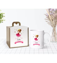 BK Gift Kişiye Özel Ahşap Kutuda Evin Prensesi Tasarımlı Beyaz Kupa Bardak-1