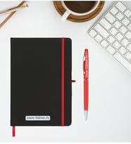 Kişiye Özel Siyah Deri Defter Touchpen Kalem Seti