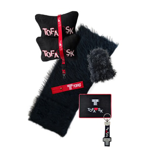 Tofaş Torpido Üstü Uzun Tüylü Siyah Peluş Örtü & Siyah Polar Boyun Yastık & Oto Aksesuar