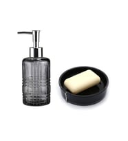 SIVI SABUNLUK VE SABUNLUK 2 Lİ BANYO SETİ GRİ SİYAH