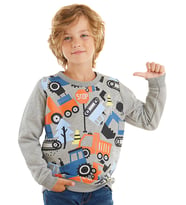 Sevimli Arabalar Erkek Çocuk Sweatshirt (Gri)