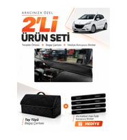 PEUGEOT 208 ESKİ Uyumlu Torpido Örtüsü + Tay Tüyü Bagaj Çantası + Sticker Seti - Siyah
