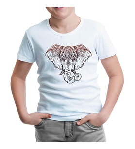 Elephant and Tattoo Beyaz Çocuk Tshirt