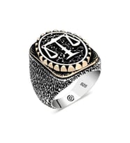 Gümüş Adalet Terazisi Oval Erkek Yüzük