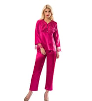 pilelistore Fuşya Saten Pijama Takımı - 1595