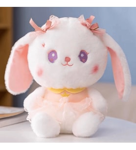 Oyuncak Peluş Pembe Elbiseli Sevimli Tavşan 45 cm