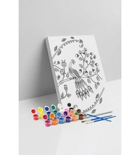 Tavus Kuşu Desenli Mandala Tuval Boyama Seti 40x50 cm