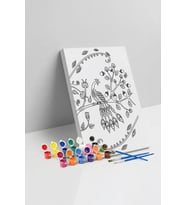 Tavus Kuşu Desenli Mandala Tuval Boyama Seti 40x50 cm