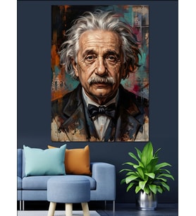 Klasik Portre Tarzında Albert Einstein Dekoratif Kanvas - Mdf Ahşap Tablo