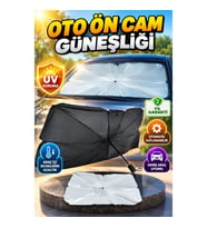 125x65 cm Şemsiye Tipi Katlanabilir Oto Güneşliği – UV Korumalı, Taşıma Çantalı