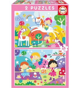 Educa 4-6 Yaş 2x48 Parça Fantazi Arkadaşlar Puzzle - Kız Çocuk Karton Puzzle
