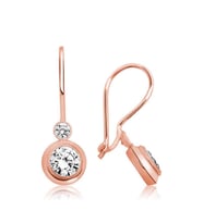 ?Gümüş Rose Sallantılı Tek Taş Küpe