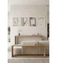 Sakin Bambu Desenli Modern 4’lü Ahşap Çerçeveli Tablo Seti