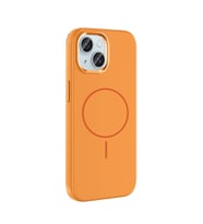 Apple iPhone 14 Uyumlu Kılıf M-Safe Şarj Özellikli Metal Kamera Çerçeveli Zore Edi Silikon Kapak (Turuncu)
