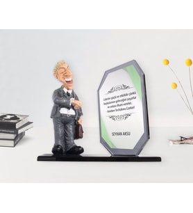 BK Gift Kişiye Özel Erkek Patron Biblo (Beyaz)