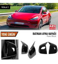Tesla Yarasa Ayna Kapağı Batman Parlak Siyah Piano Black