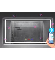 (h)70x100 cm Bluetoothlu Buğu Çözücülü Dokunmatik Işıklı Kumlamalı Banyo Aynası
