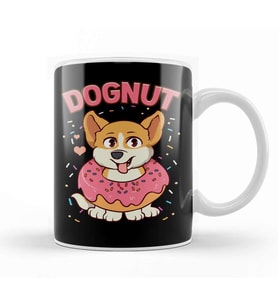 Cute & Funny Dognut Dog Donut Pun Adorable Puppy Kupa Bardak Porselen