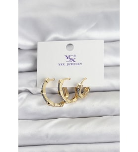 Gold Renk Zirkon Taşlı Kadın Küpe 5886 - HPSBYI7180-4247