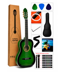 Victor Klasik Gitar Seti Yeşil Renk