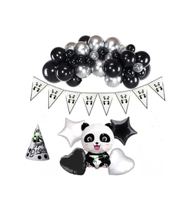 Panda Temalı Doğum Günü Seti 50 adet Balonlu Ve 8 li Şapkalı Doğum Günü Süsü