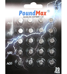 20 X PoundMax AG3 LR41 LR736 / L736 / G3 / G3A / 3GA / 192 / GP192 / V3GA / RW87 1.5V