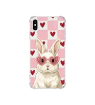 PrintiFy Apple iPhone X ile Uyumlu Pembe Pötikare Serisi Pembe Zıpzıp Tasarımlı Uv Baskılı Köşe Korumalı Antişok Kılıf