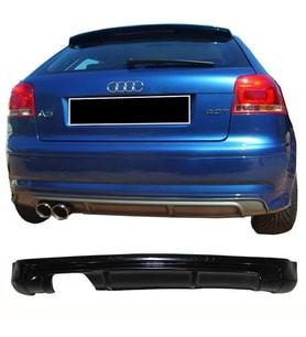 Audi A3 8P 2 Kapı S3 Arka Ek Difüzör Abs Plastik 2005 - 2008 Sol Çift Çıkış