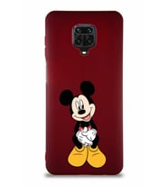 Xiaomi Redmi Note 9S Soft Premier Kapak Mickey Mouse-A Tasarımlı Silikon Kılıf - Mürdüm (Şeffaf)