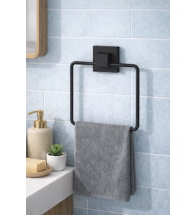 Kare Havluluk Yapışkanlı Banyo Askısı Siyah