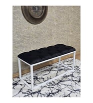 Beyaz Boyalı Diktörtgen 100 cm x 40 cm Oturak Puf - Bench - Makyaj Oturağı - Oturak Siyah Renk 100 x 40 Boyut/Ebat (Çok Renkli)