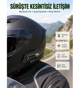 Bluetooth 5.0 Motosiklet Kask Kulaklık Eller Serbest ve Müzik Özellikli Yeni Nesil