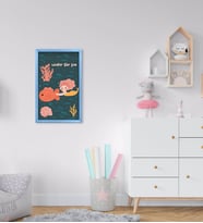 BK Home Balık ve Deniz Kızı Tasarımlı Dekoratif Mavi Ahşap Çerçeveli Çocuk Odası Tablo-1