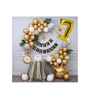 Kral Taçlı Gold Zincir Balon Doğum Günü Seti 7 Yaş